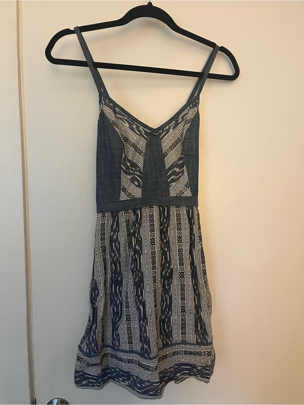 Anthropologie Navy and White Printed Mini Dress